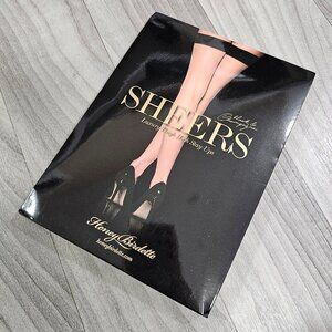 Honey Birdette Black/Nude Sheers Stockings Stay Ups Hosiery Size L